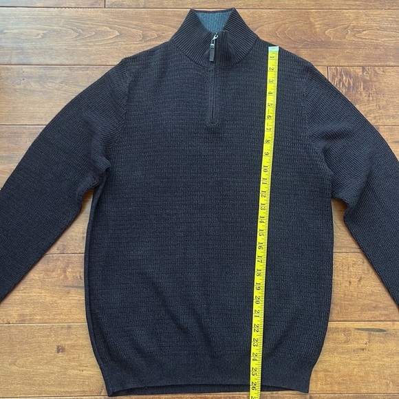NWT Tasso Elba Quarter-Zip Mock Neck Cotton Brown Sweater Size S - Picture 10 of 13